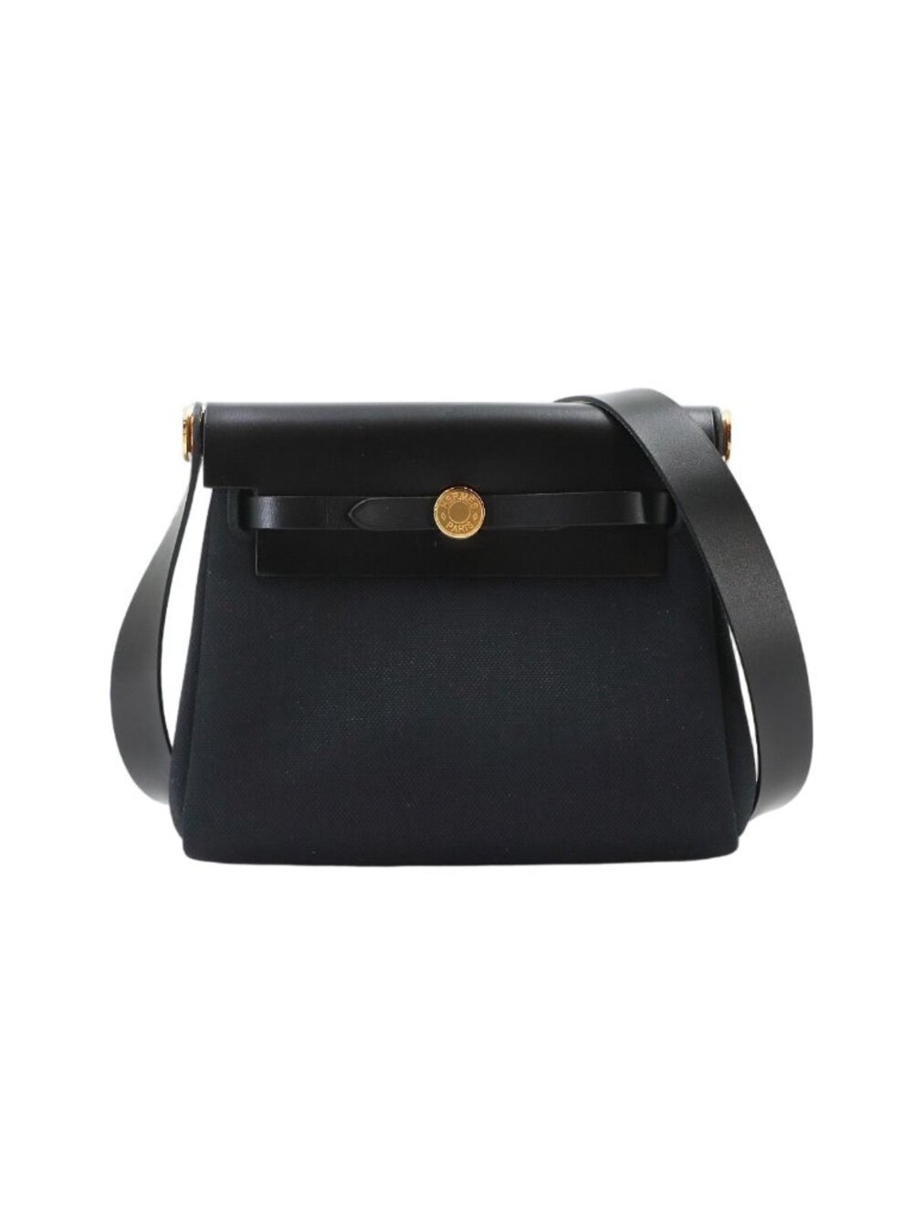 Hermes Herbag Zip 20 Shoulder Bag Toile Hunter Black